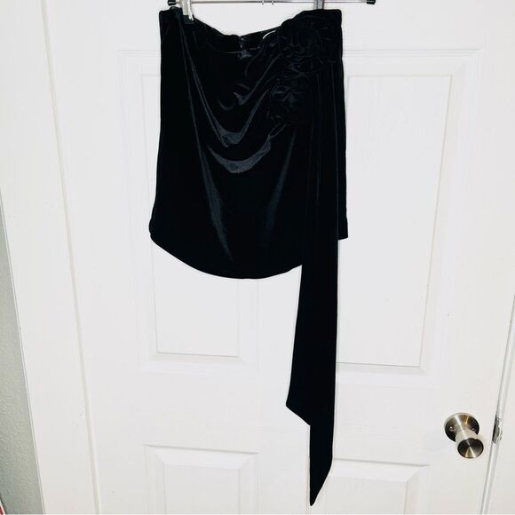 Anthropologie Avec Les Filles Black Velvet Rosette Tie Mini Skirt XS NWT - Picture 6 of 12